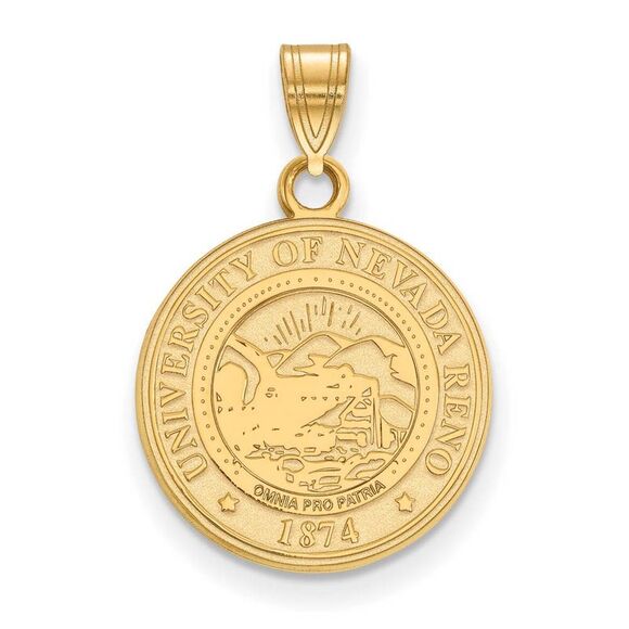 14k Gold Plated Silver U. of Nevada Medium Crest Pendant - Picture 1 of 3